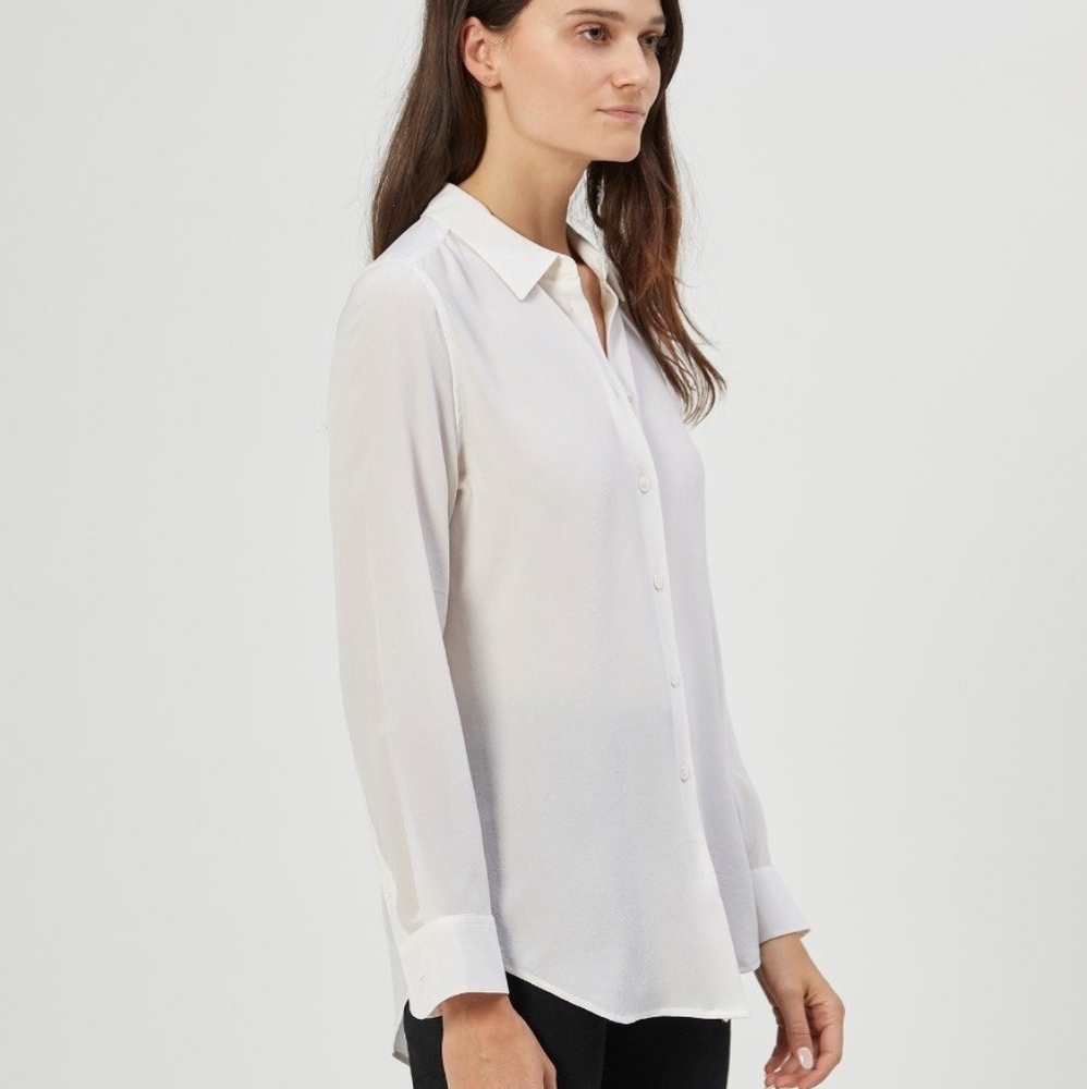 Equipment Womens Blouse 100% Silk Shirt in White Size L
